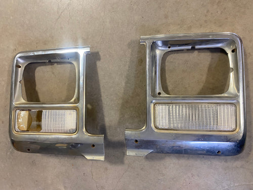 Used 79-80 Chevy Silverado Metal Chrome Rectangle Headlight Bezel Pair