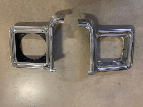 Used 73-78 Chevy C10 Metal Chrome Headlight Bezel Pair